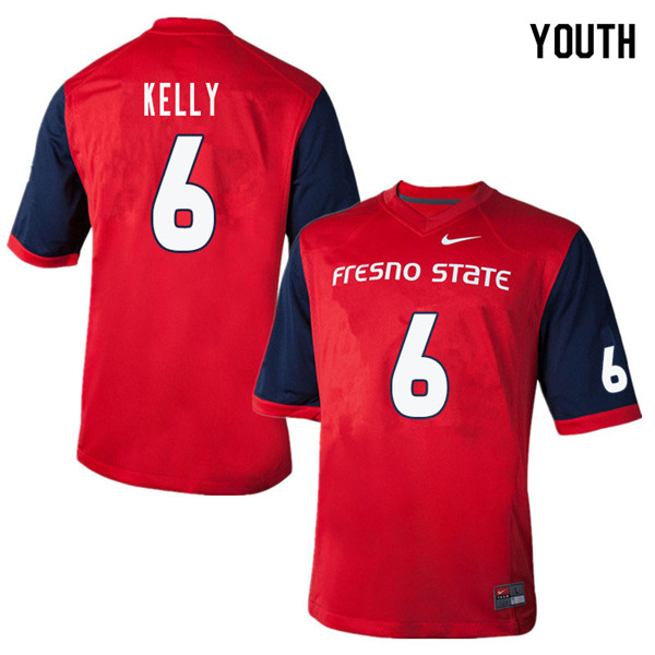 Youth #6 Anthoula Kelly Fresno State Bulldogs College Football Jerseys Sale-Red - Click Image to Close